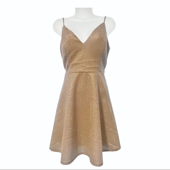 white christmas dresses Marilyn Mini Dress Champagne main image 0